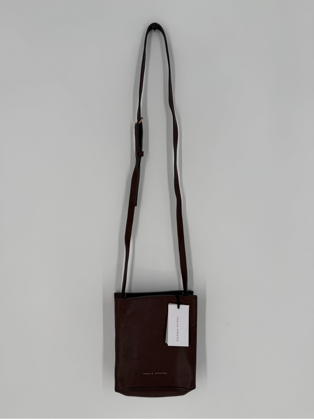 Thalia Strates Leather Brown Boxy Rare Crossbody Bag